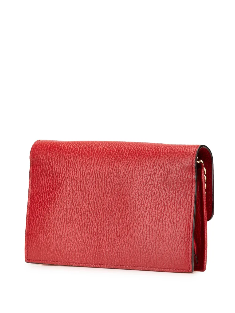 Pre-owned Gucci 2016-2025 Leather Interlocking G Dollar Wallet On Chain Crossbody Bag In Red