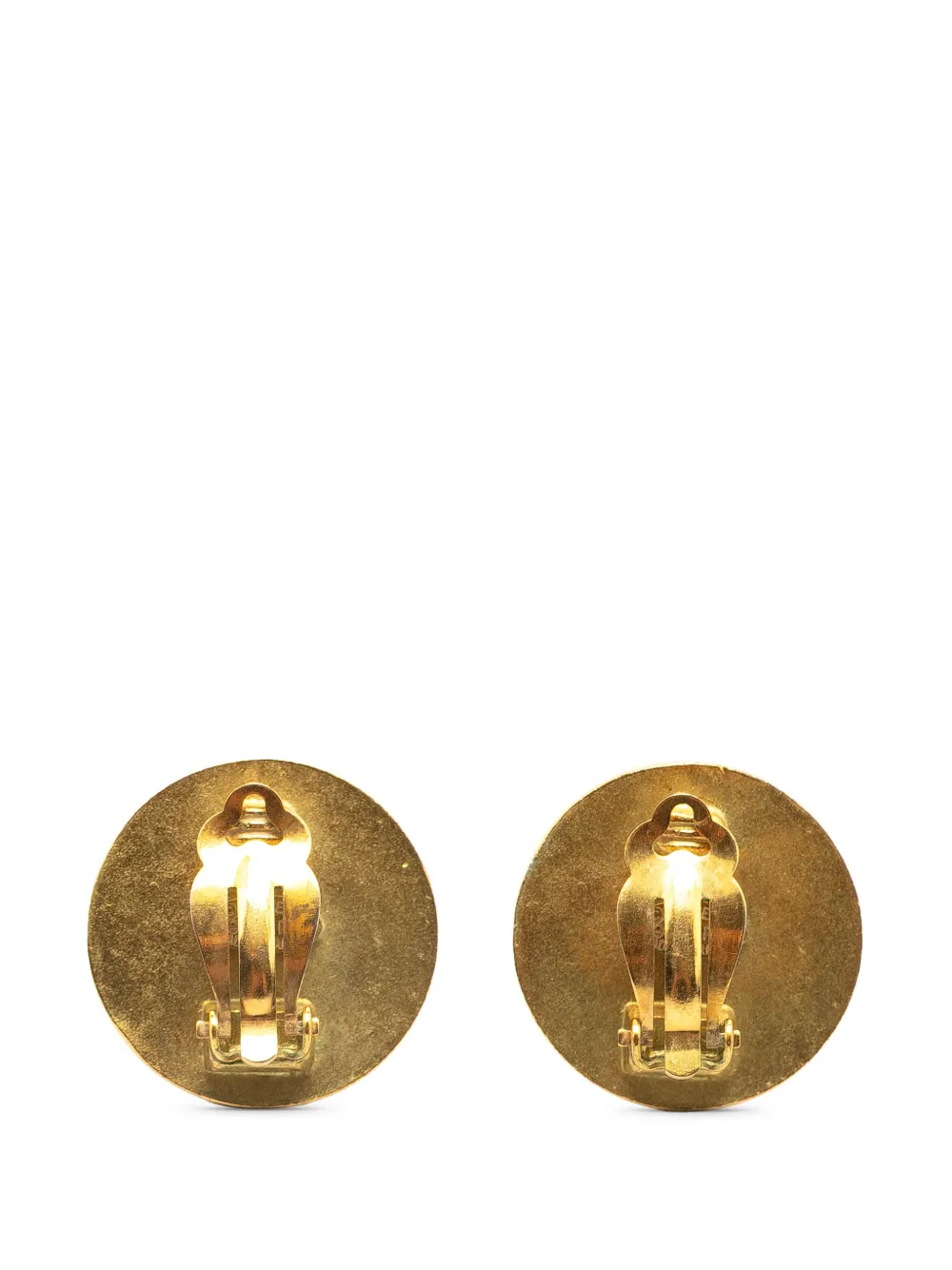 CHANEL Pre-Owned 1994 Gold Plated CC Button Clip On Earrings costume earrings | Image 2