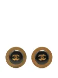 CHANEL Pre-Owned 1994 Gold Plated CC Button Clip On Earrings costume earrings