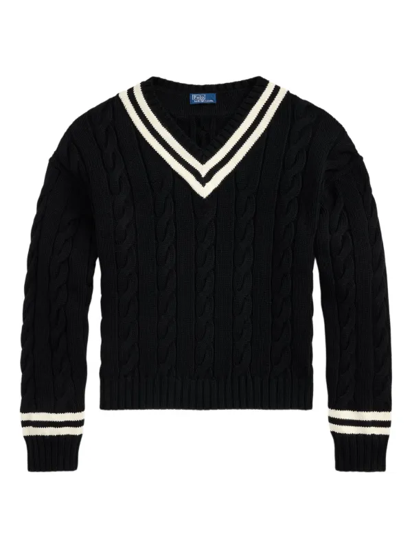 Polo Ralph Lauren cable-knit V-neck Sweater Black FARFETCH PH