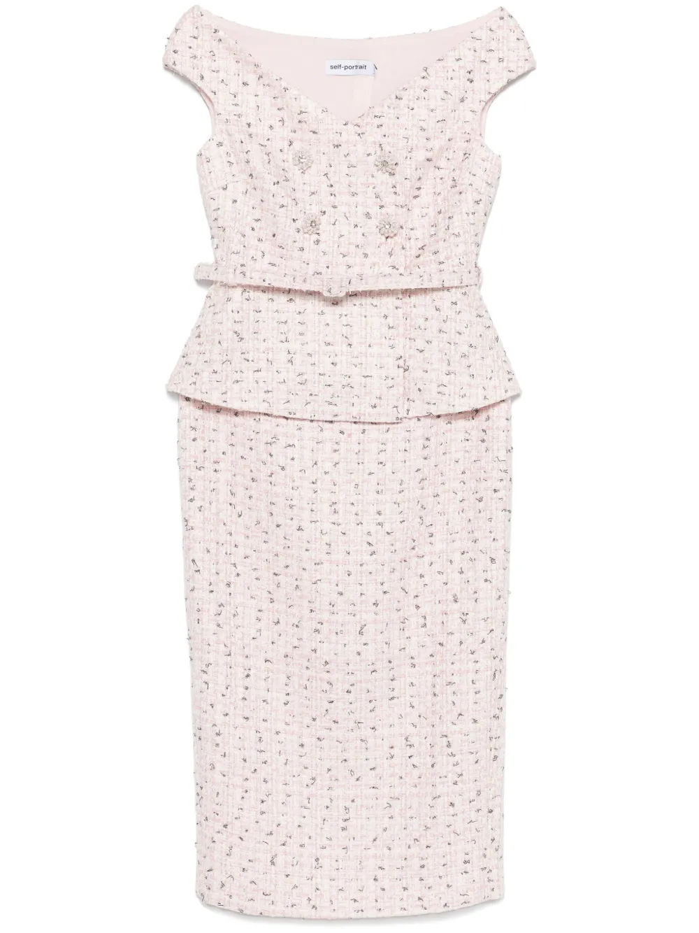 Self-Portrait bouclé midi dress | Pink | Image 1