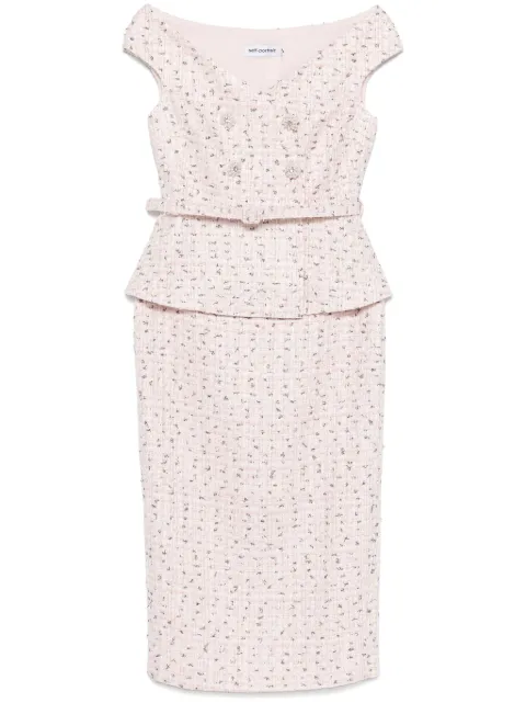 Self-Portrait vestido midi en bouclé