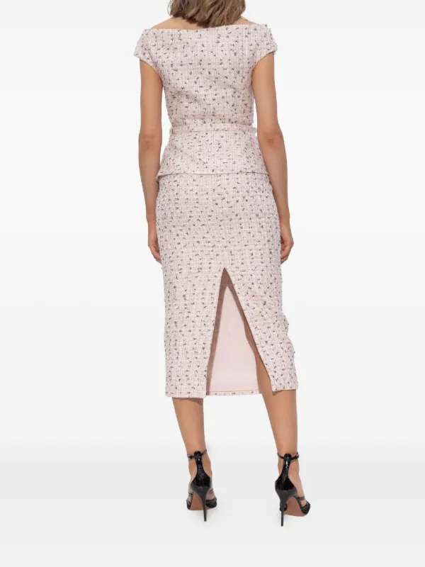 Self-Portrait Boucl Midi Dress | Pink | FARFETCH GE