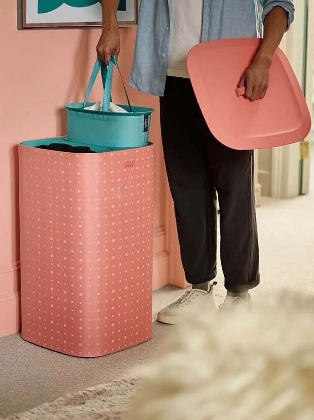Joseph Joseph Tota Pop 60-litre Laundry Separation Basket In Orange