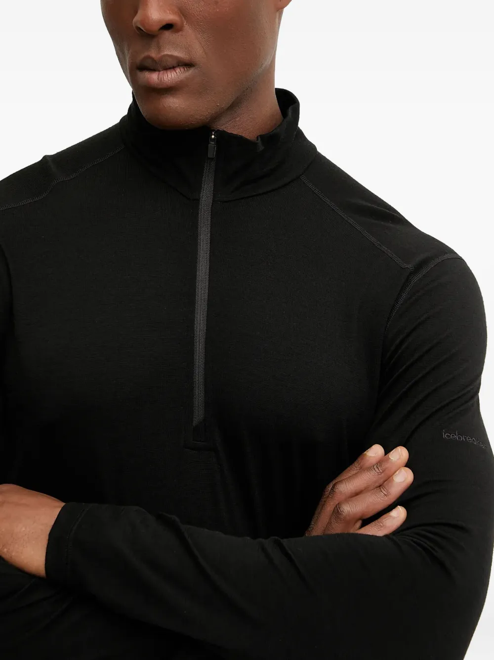 icebreaker Merinowollen top met rits Zwart