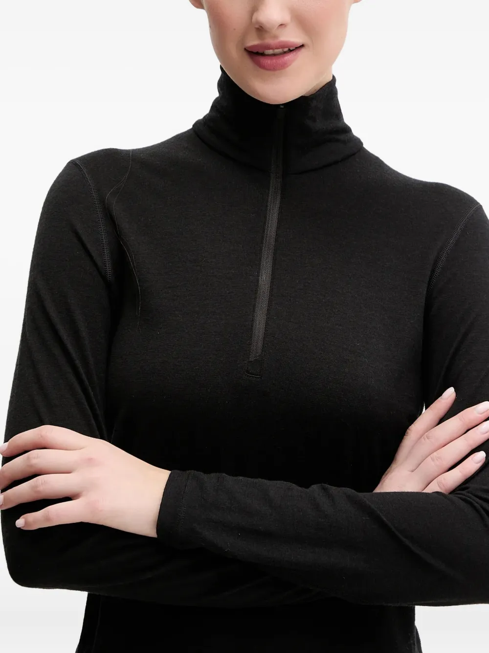 Icebreaker Zip-neck Merino-wool Top In Black
