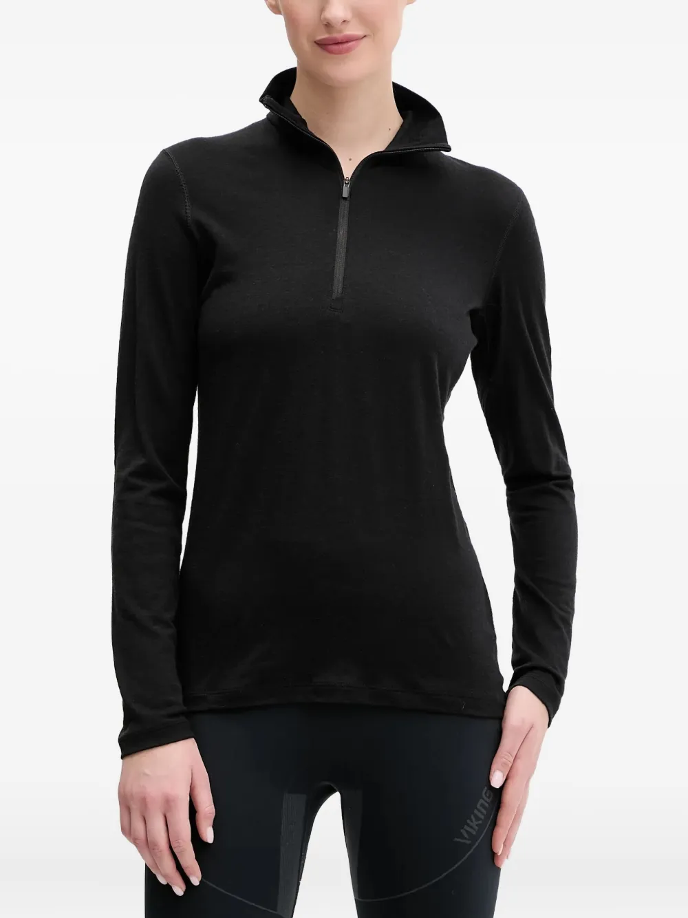 Icebreaker Zip-neck Merino-wool Top In Black