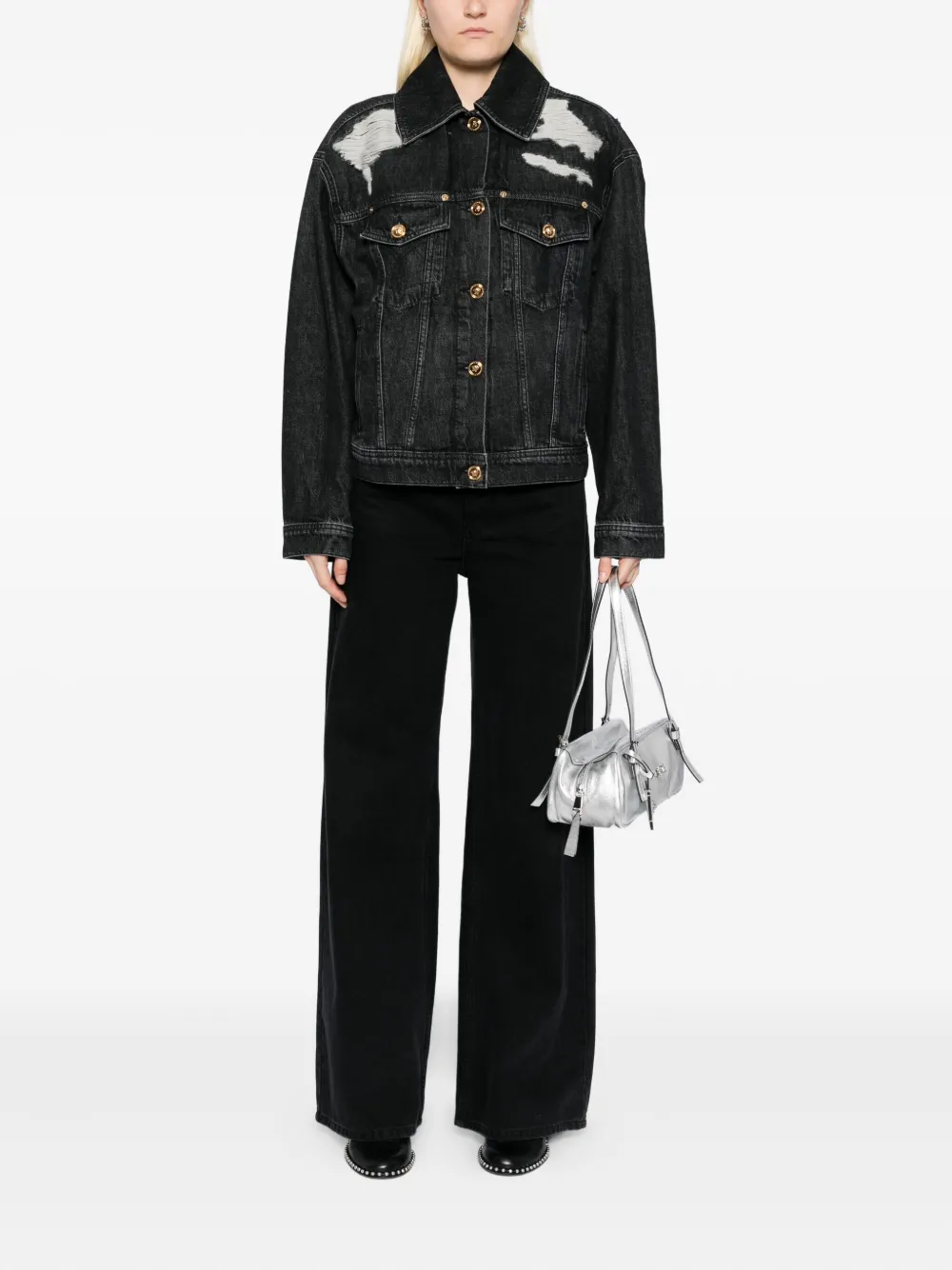 Versace cotton denim jacket Zwart