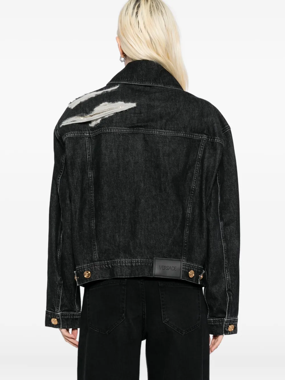 Versace cotton denim jacket Zwart
