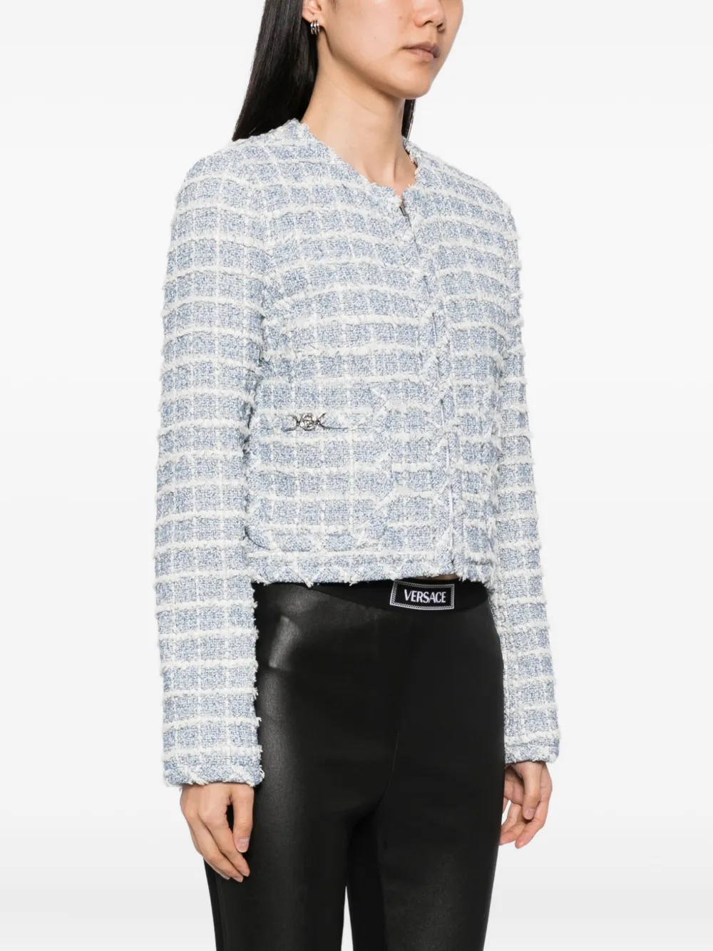 Versace tweed blazer Blauw