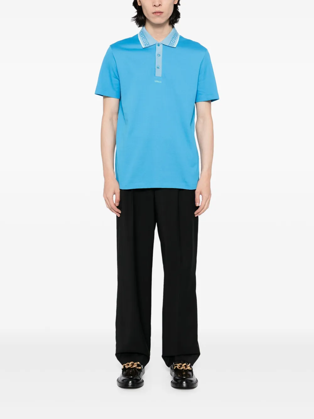Versace Grecca poloshirt - Blauw