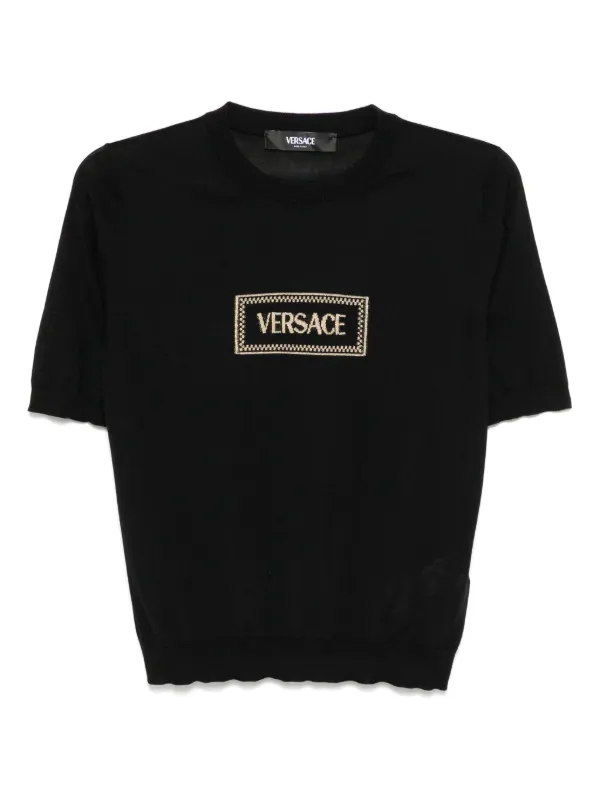 Versace Logo Top in Black
