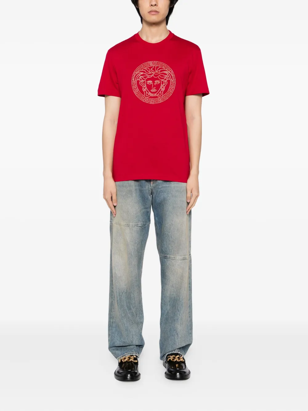 Versace Medusa verfraaid T-shirt - Rood