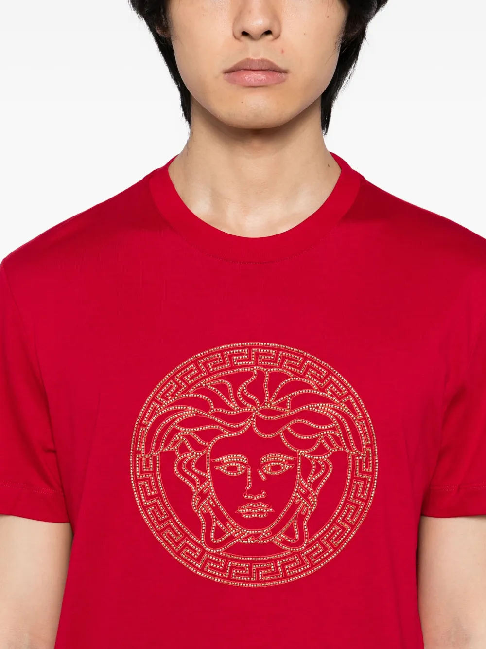Versace Medusa Embellished T-shirt In Red