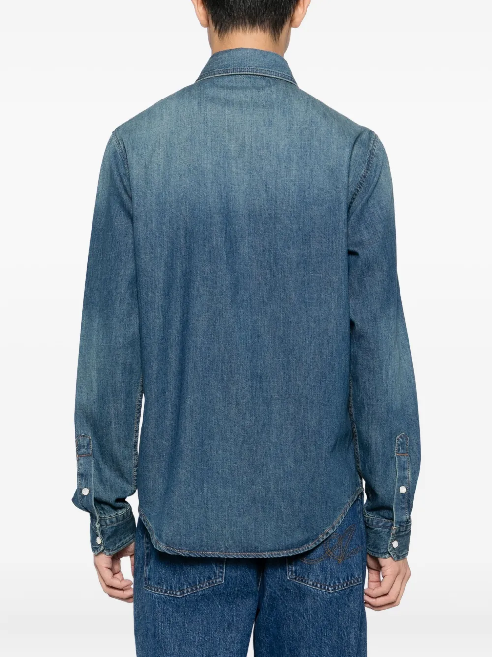 Versace embroidered-logo shirt Blauw