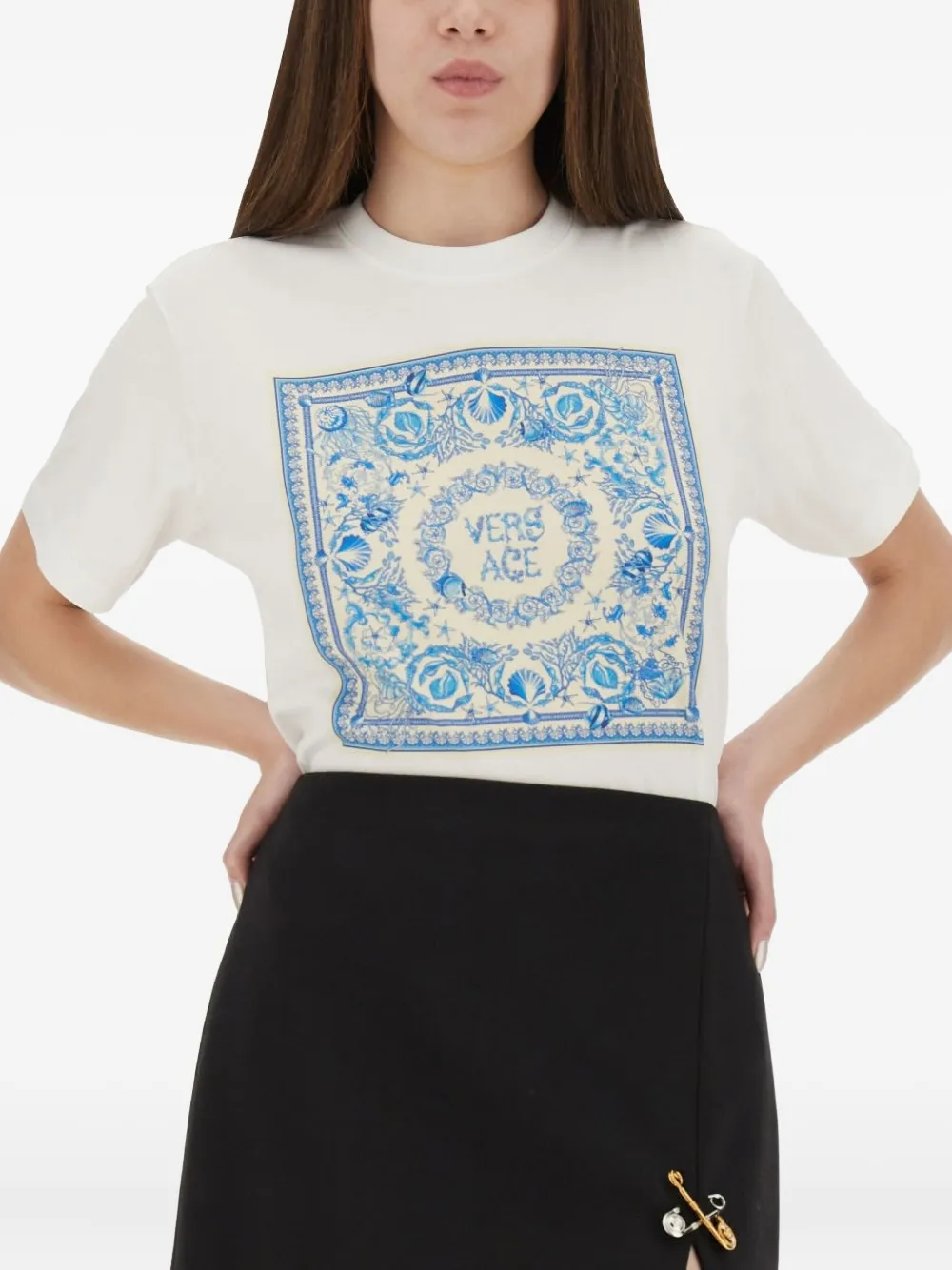 Versace Square-print T-shirt In White