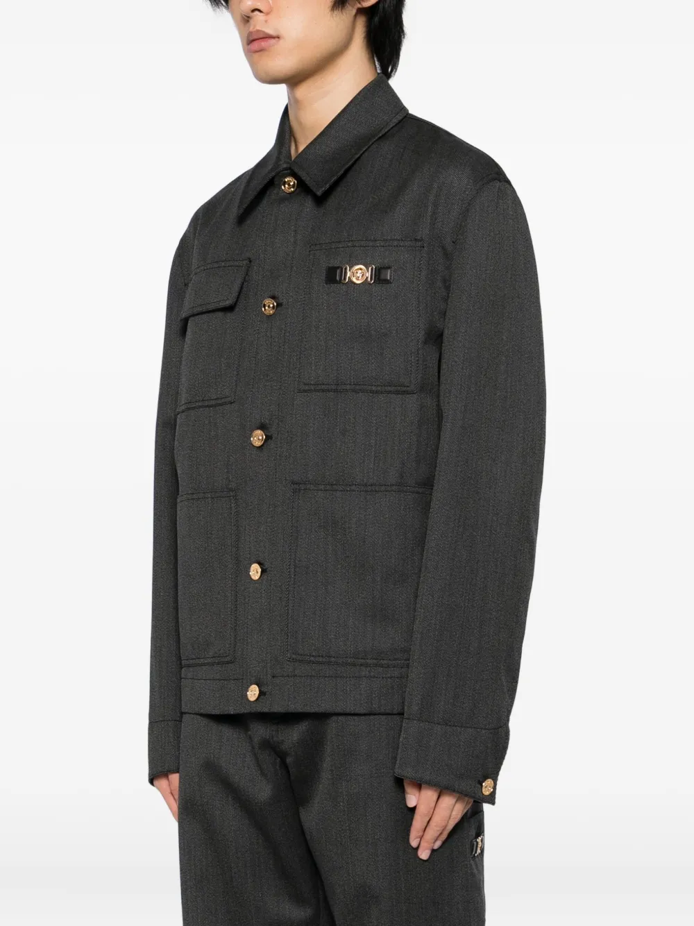 Versace Wollen jack Grijs