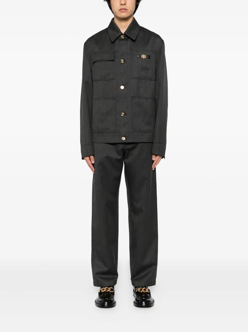 Versace Wollen jack Grijs