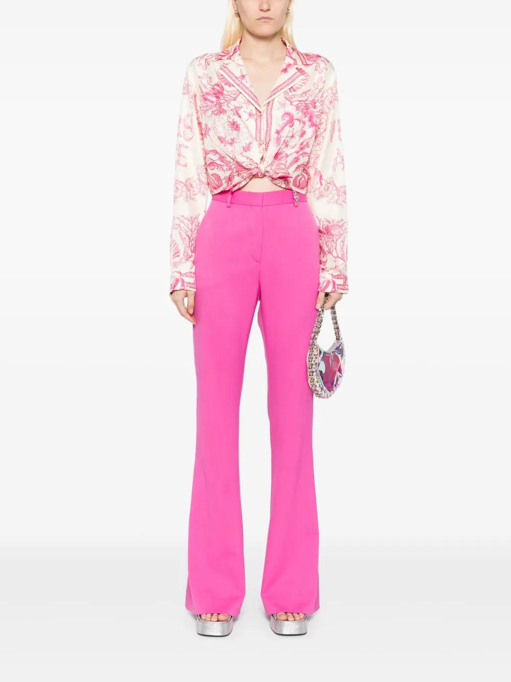 Versace Underwater Barocco geknoopte cropped blouse - Roze