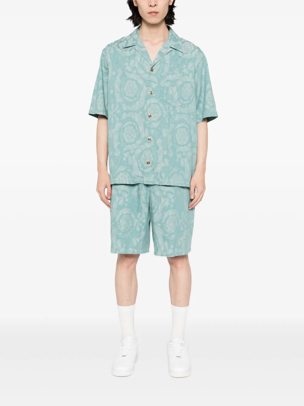 Versace Barocco Chamray overhemd - Groen