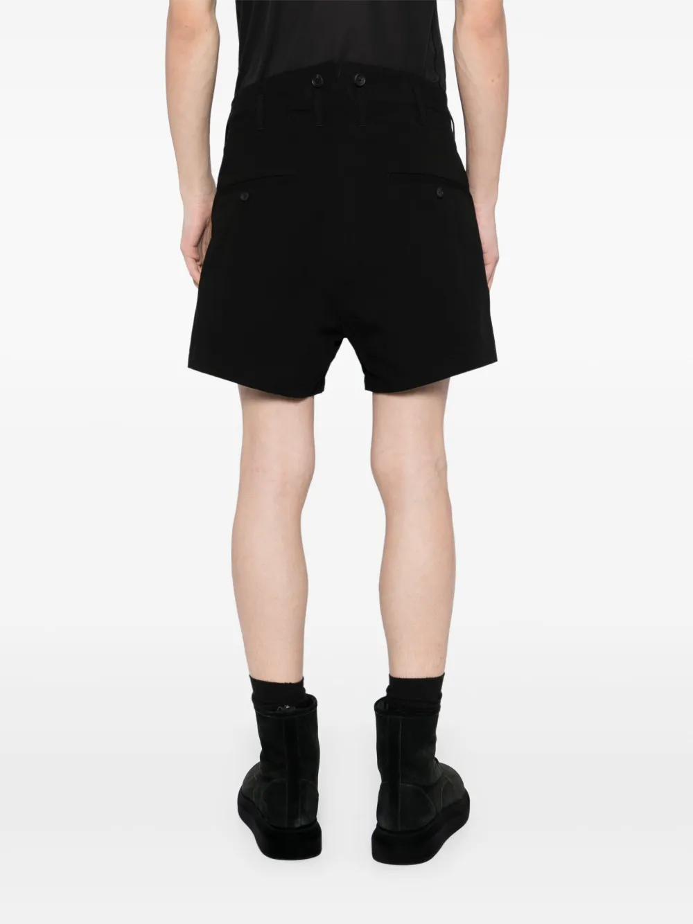 Yohji Yamamoto Shorts met verlaagd kruis Zwart