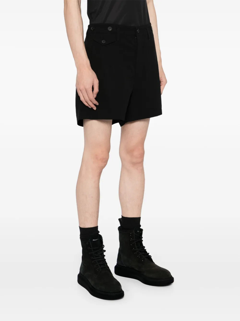Yohji Yamamoto Shorts met verlaagd kruis Zwart