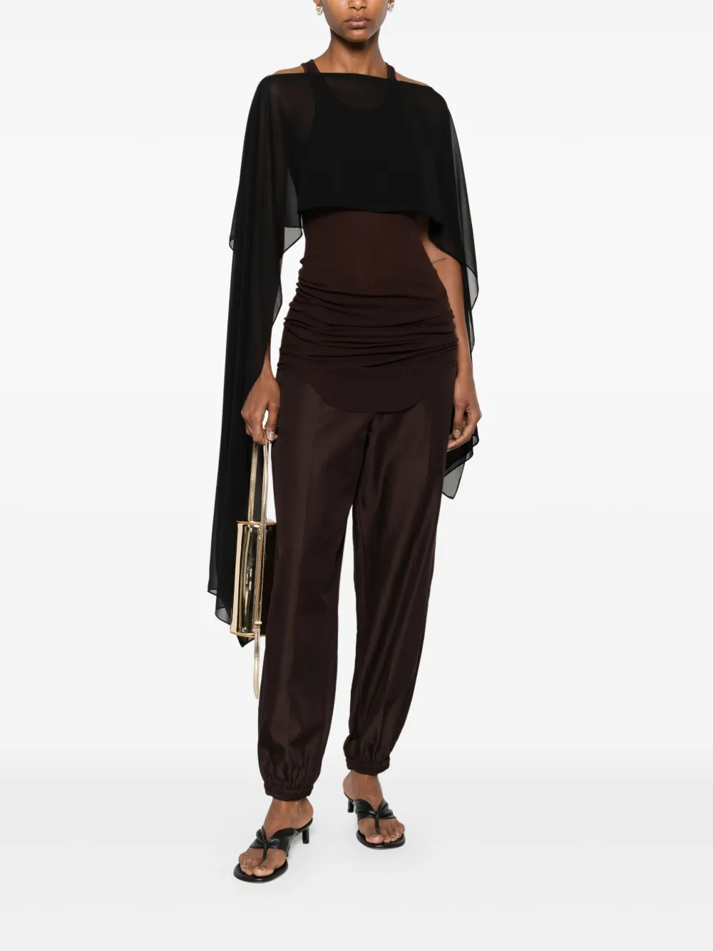 Blanca Vita semi-sheer cape blouse - Zwart