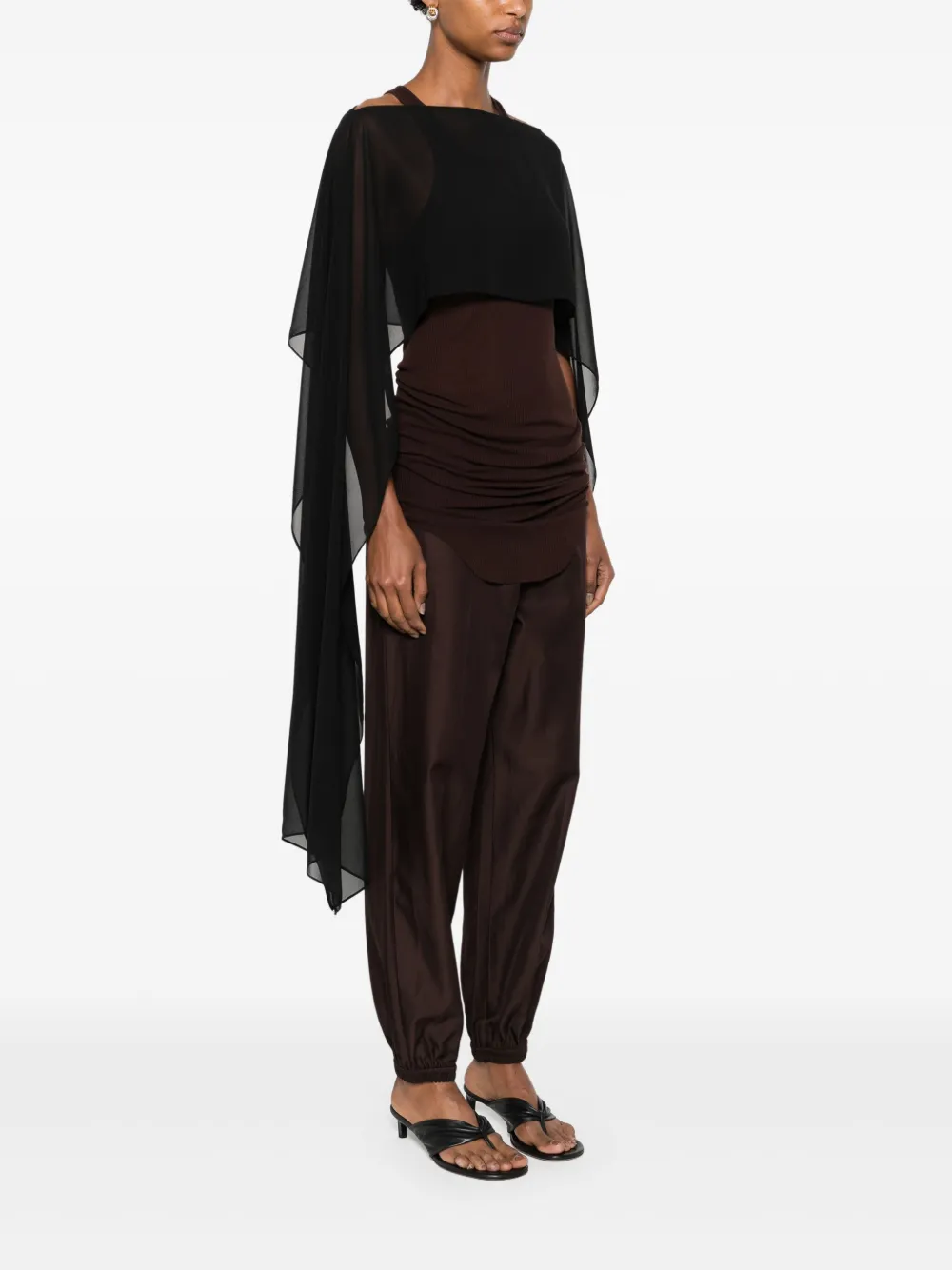 BLANCA VITA SEMI-SHEER CAPE BLOUSE 