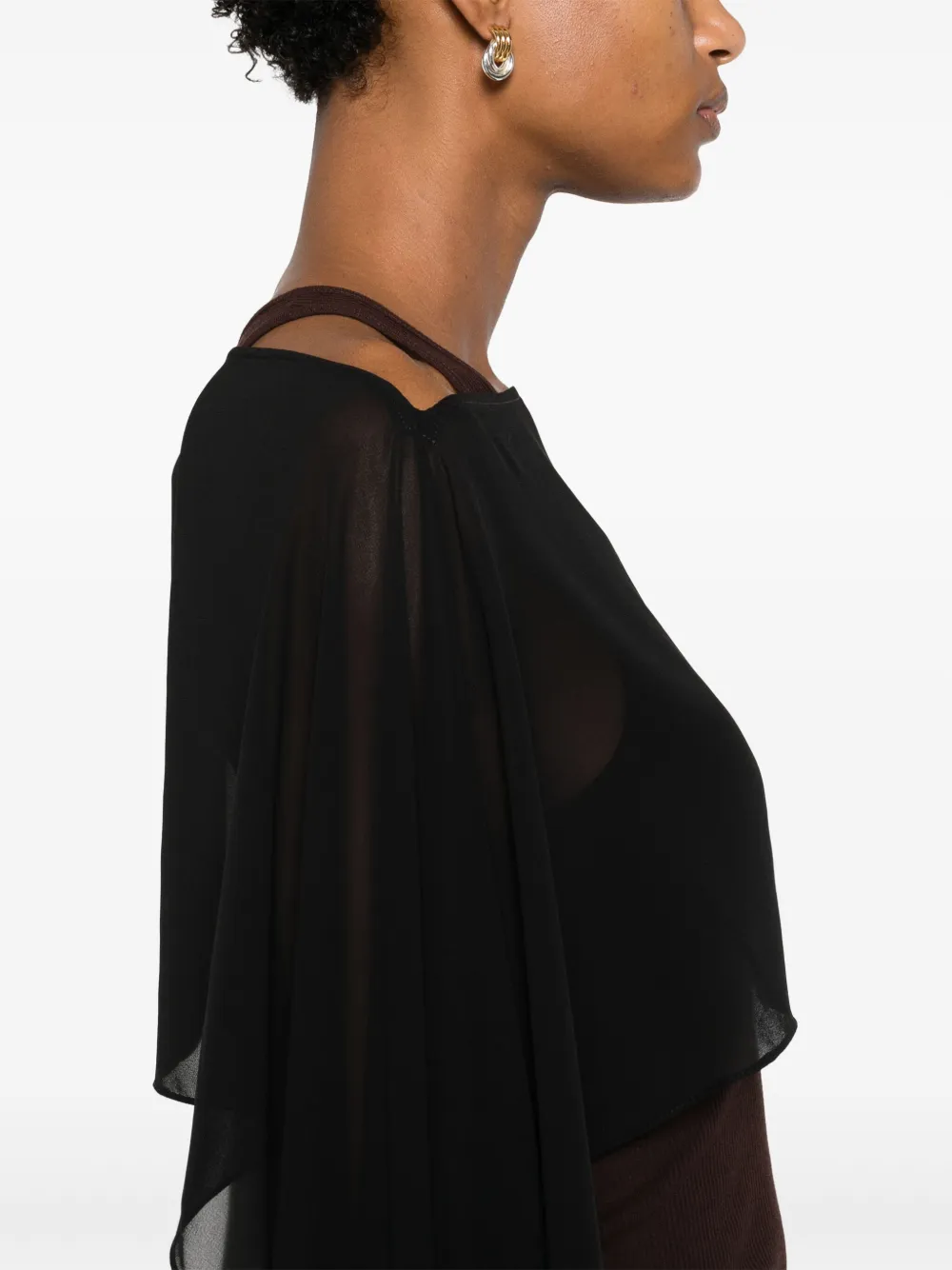 BLANCA VITA SEMI-SHEER CAPE BLOUSE 