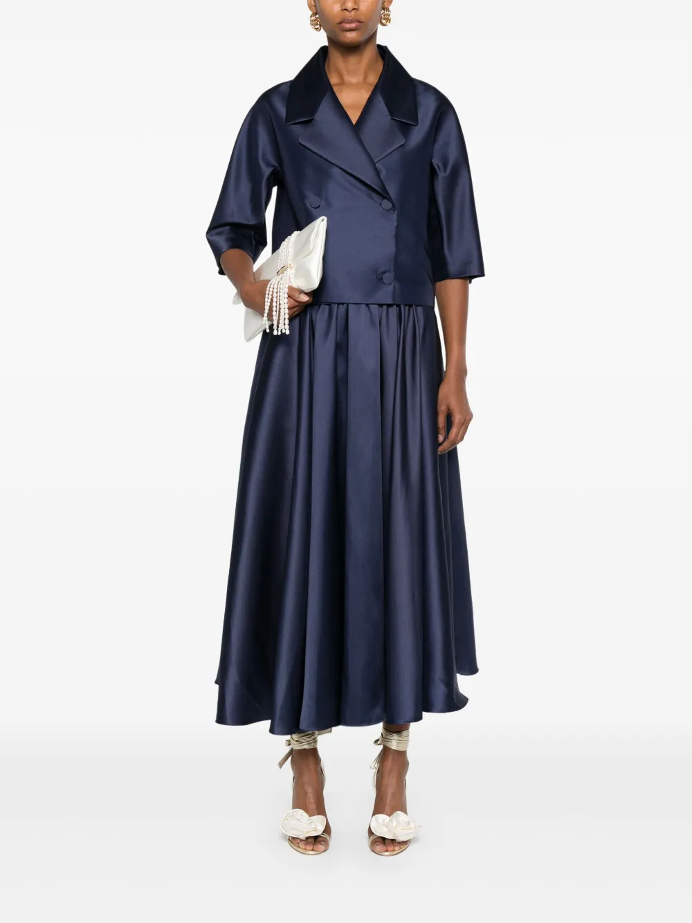 Blanca Vita Satijnen midi-rok - Blauw