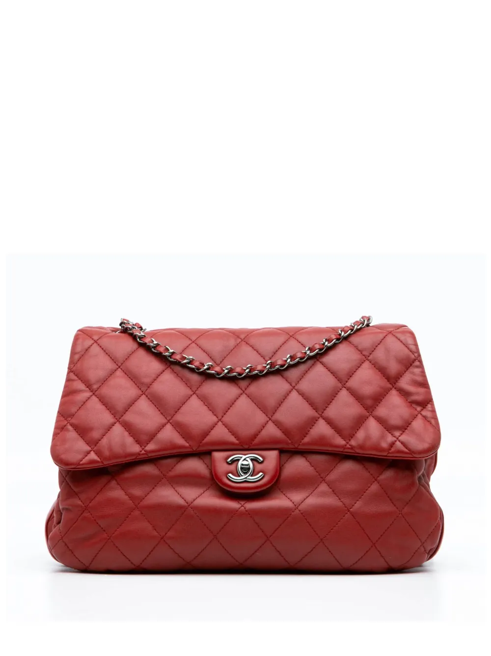 CHANEL Pre-Owned 2011 Maxi Lambskin 3 Accordion Flap shoulder bag | Red | Image 1