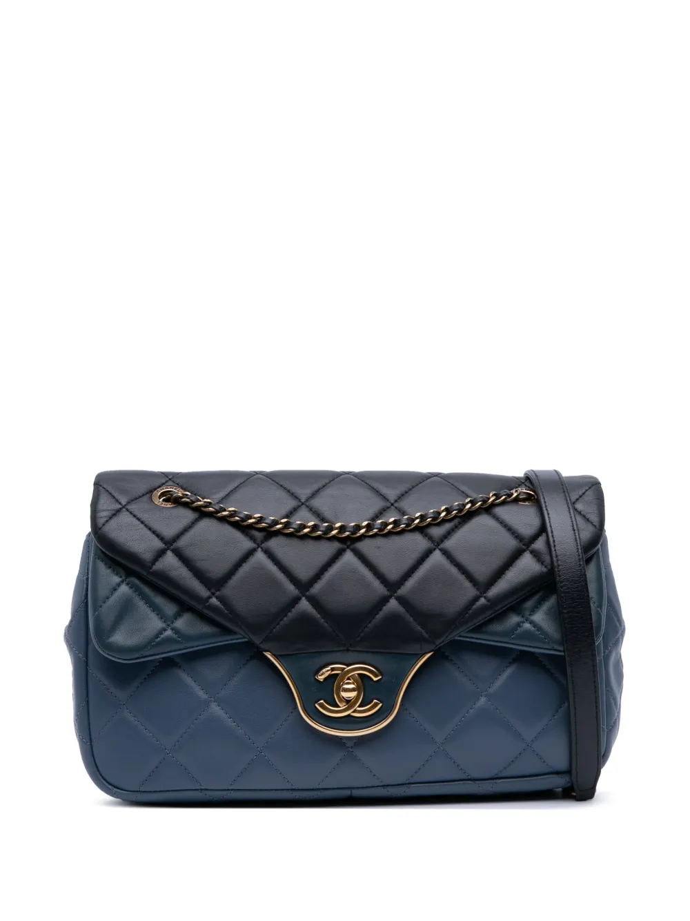 CHANEL Pre-Owned 2015-2016 CC Tricolor Quilted Lambskin Double Flap shoulder bag | Blue | Image 1