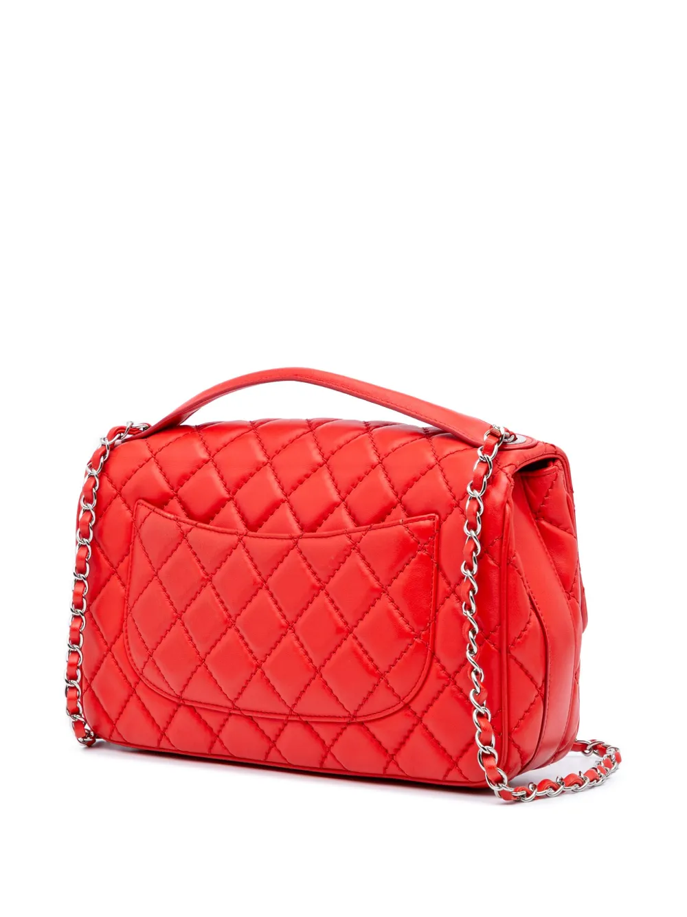 Pre-owned Chanel 2014-2015 Jumbo Lambskin Easy Carry Flap Satchel