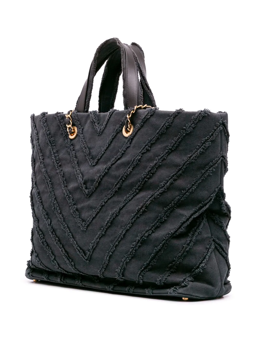 Pre-owned Chanel 2016-2017 Chevron Canvas Cuba Patchwork Shopper Tote Satchel