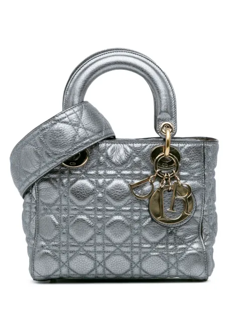 Christian Dior Pre-Owned 2017 Small Metallic Grained Calfskin Cannage Supple Lady Dior satchel