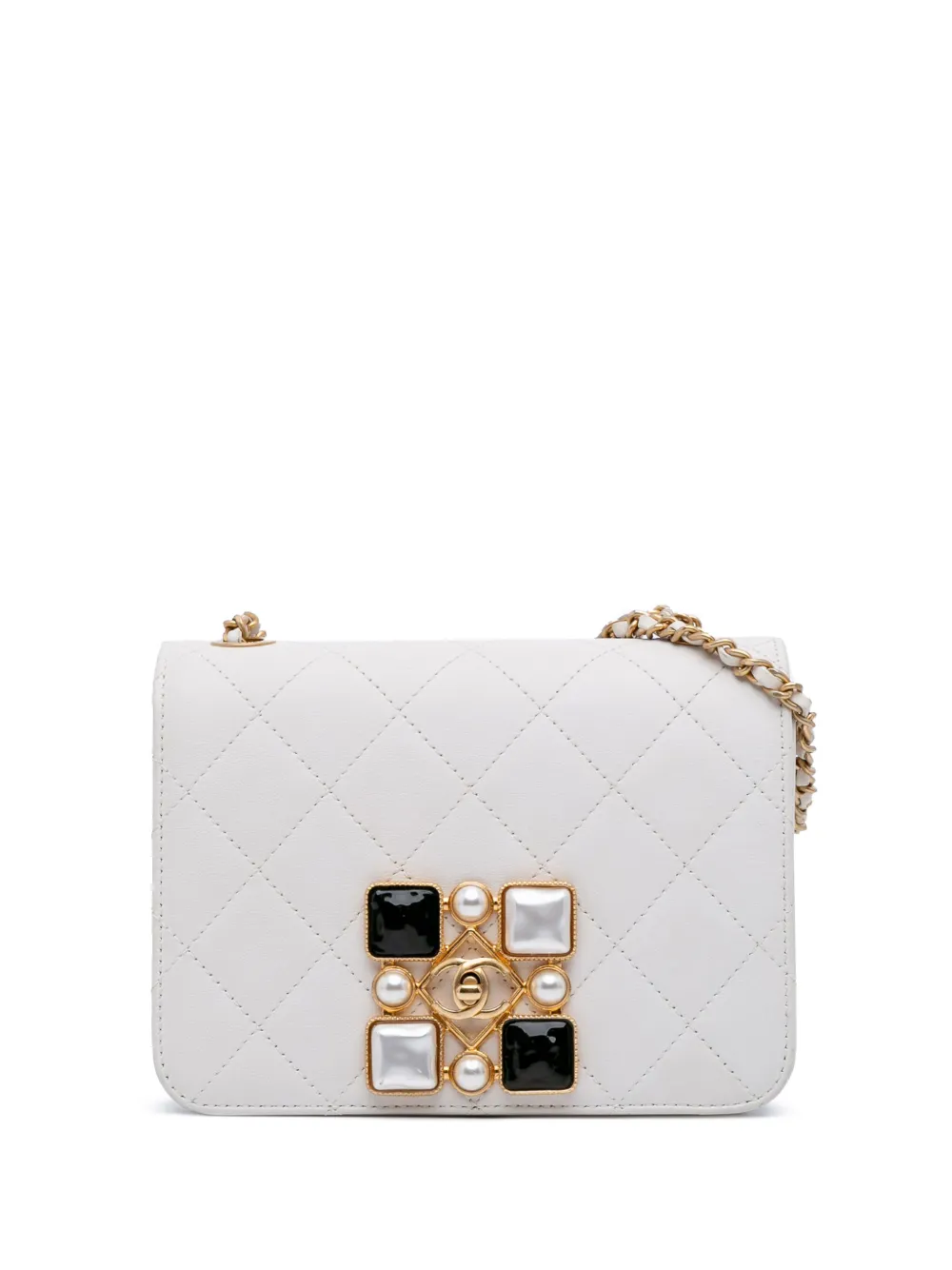 CHANEL Pre-Owned 2020 スモール ココマーク マトラッセ カーフスキン クリスタル パール フルフラップ CHANEL Pre-Owned 2020 スモール ココマーク マトラッセ カーフスキン クリスタル パール フルフラップ