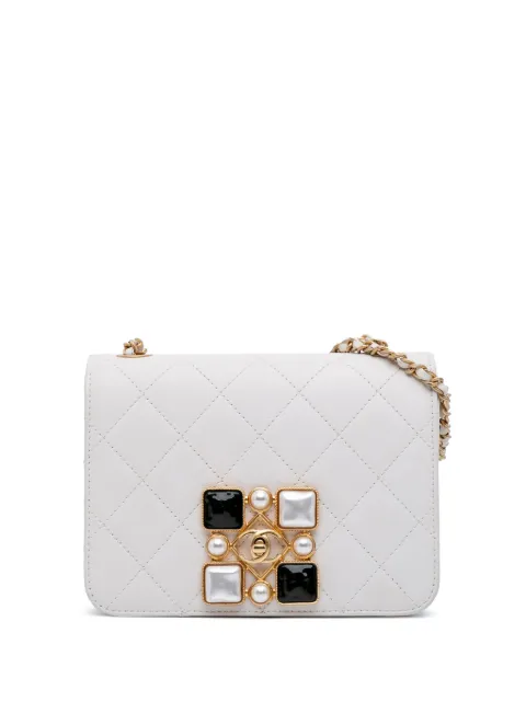 CHANEL Pre-Owned 2020 Small CC Quilted Calfskin Crystal Pearl Full Flap crossbody bag