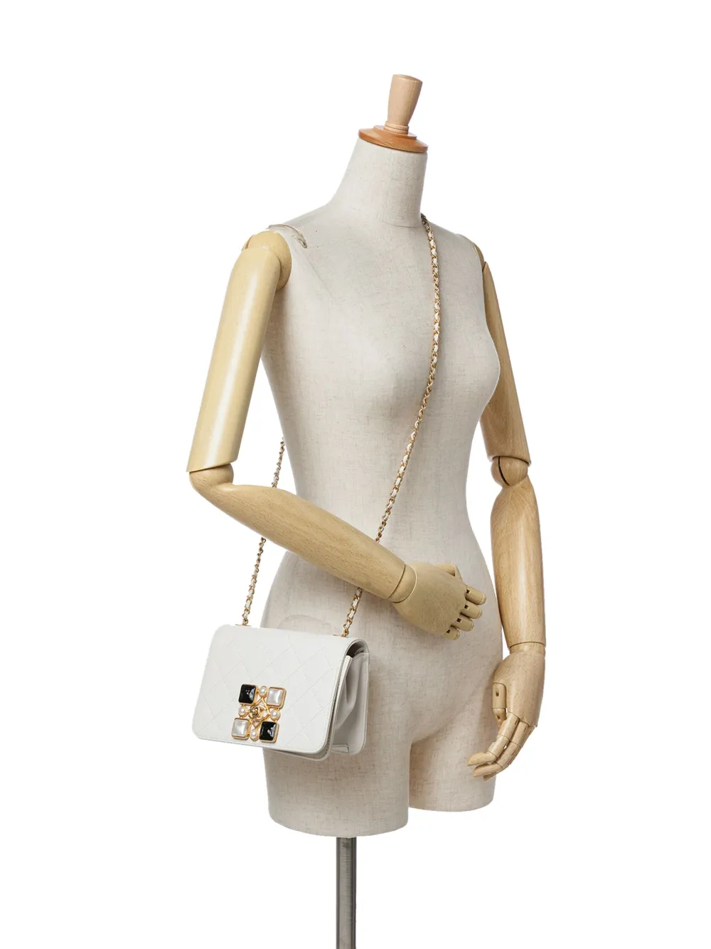 CHANEL Pre-Owned 2020 Small CC Quilted Calfskin Crystal Pearl Full Flap crossbody bag | Pre-Owned | Image 2