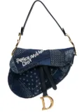 Christian Dior Pre-Owned 2018 Denim Love and Peace Patchwork Saddle Bag shoulder bag - Blue
