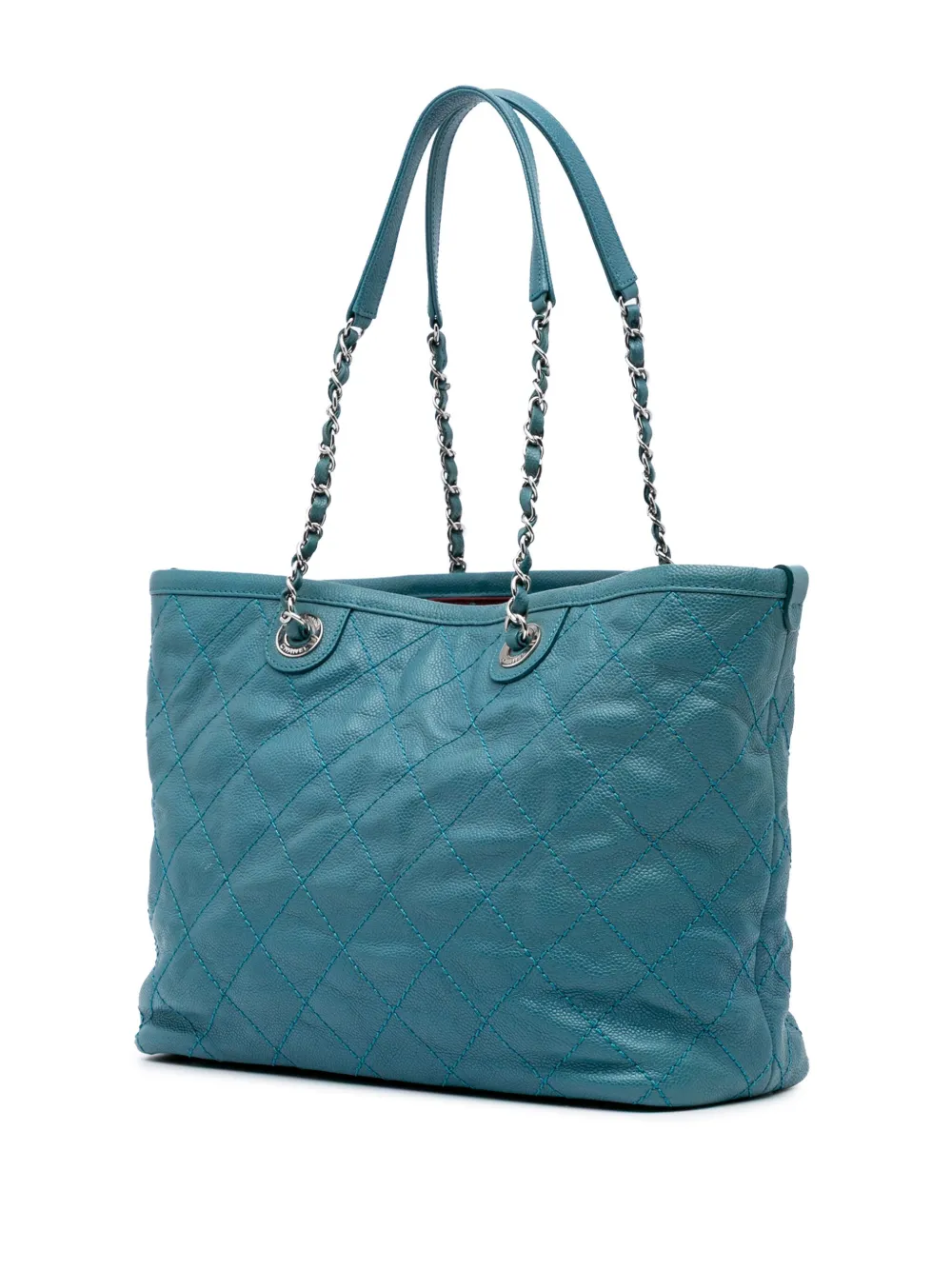 Pre-owned Chanel 2014-2015 Small Quilted Caviar Daily Shopping Tote Bag
