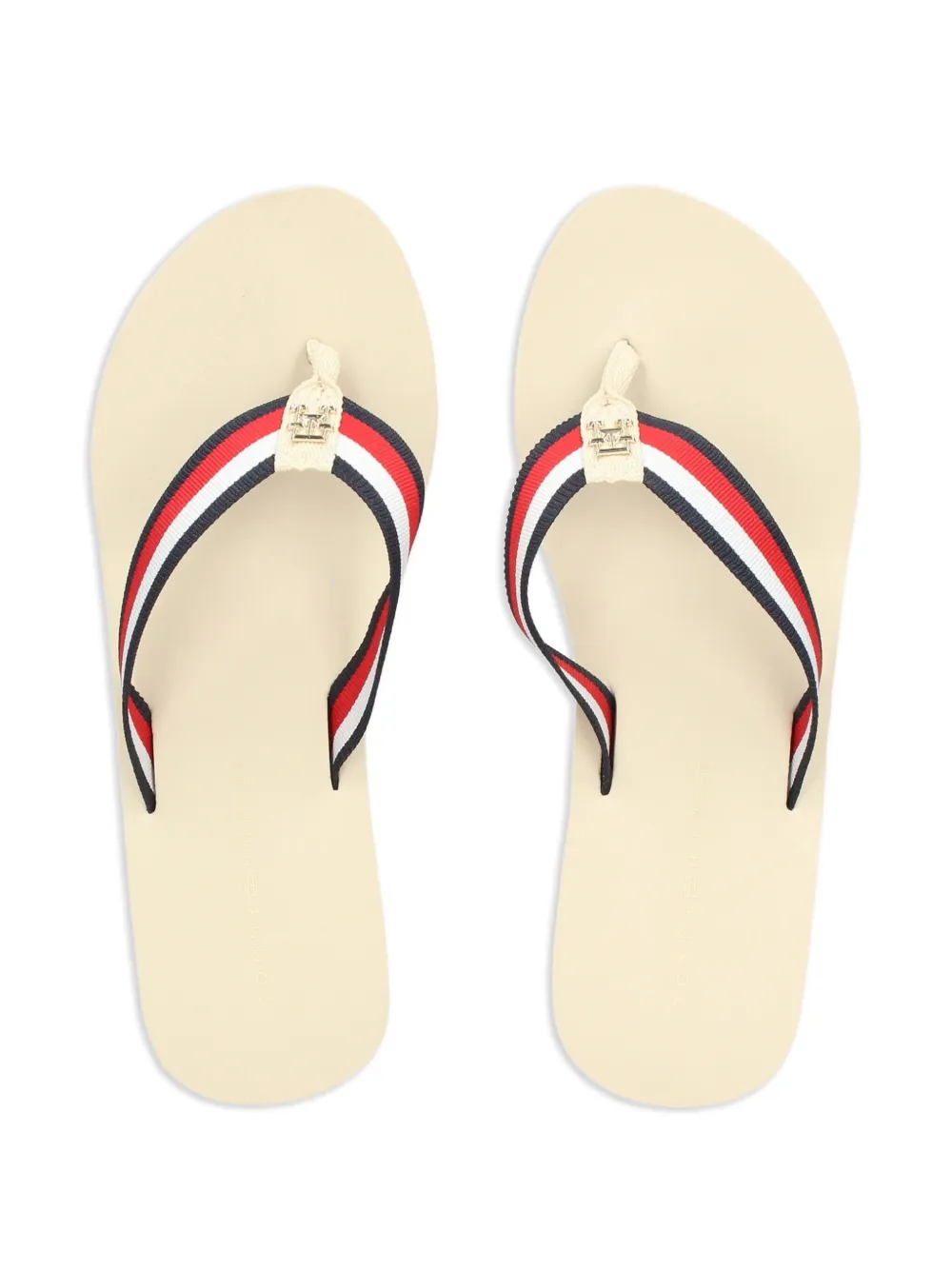 Tommy Hilfiger Teenslippers met plateauzool en sleehak Beige