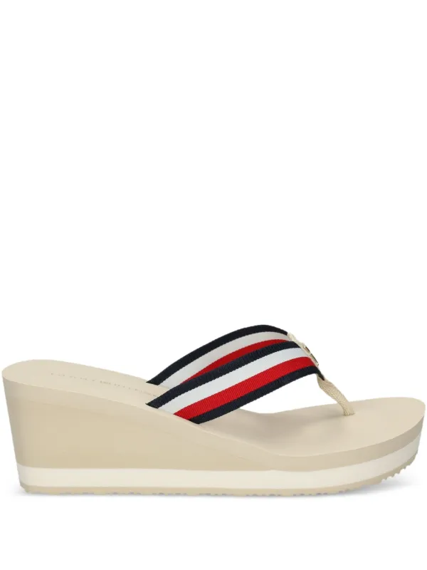 Tommy Hilfiger 68mm Corporate Wedge Platform Sandals Neutrals