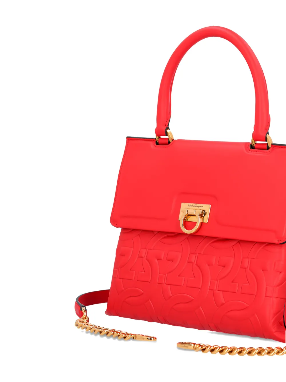 Ferragamo Leren schoudertas met reliëf Rood