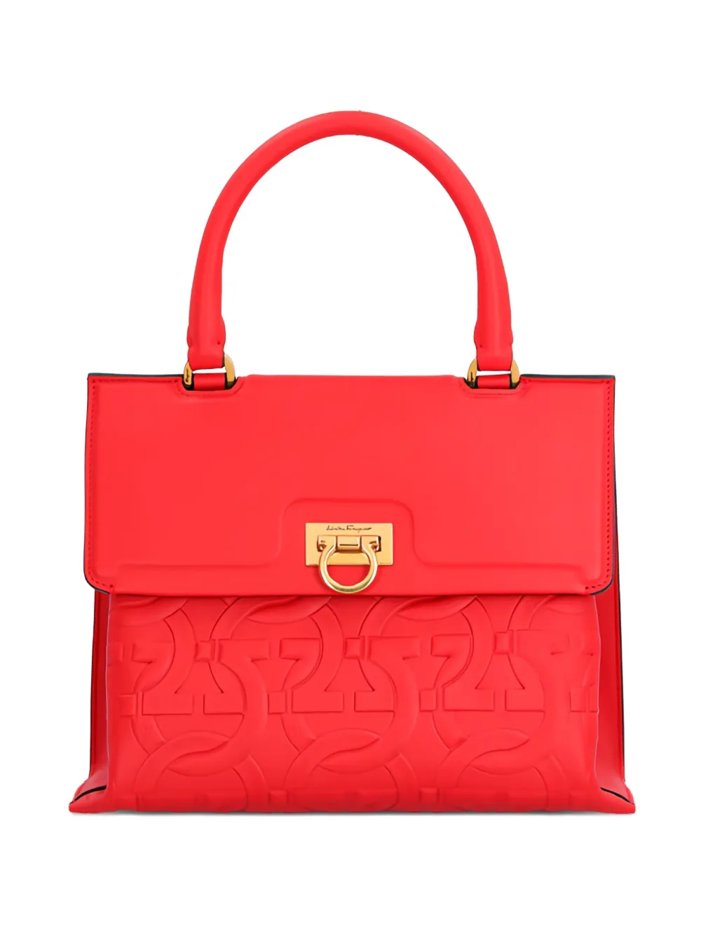 Ferragamo Leren schoudertas met reliëf Rood