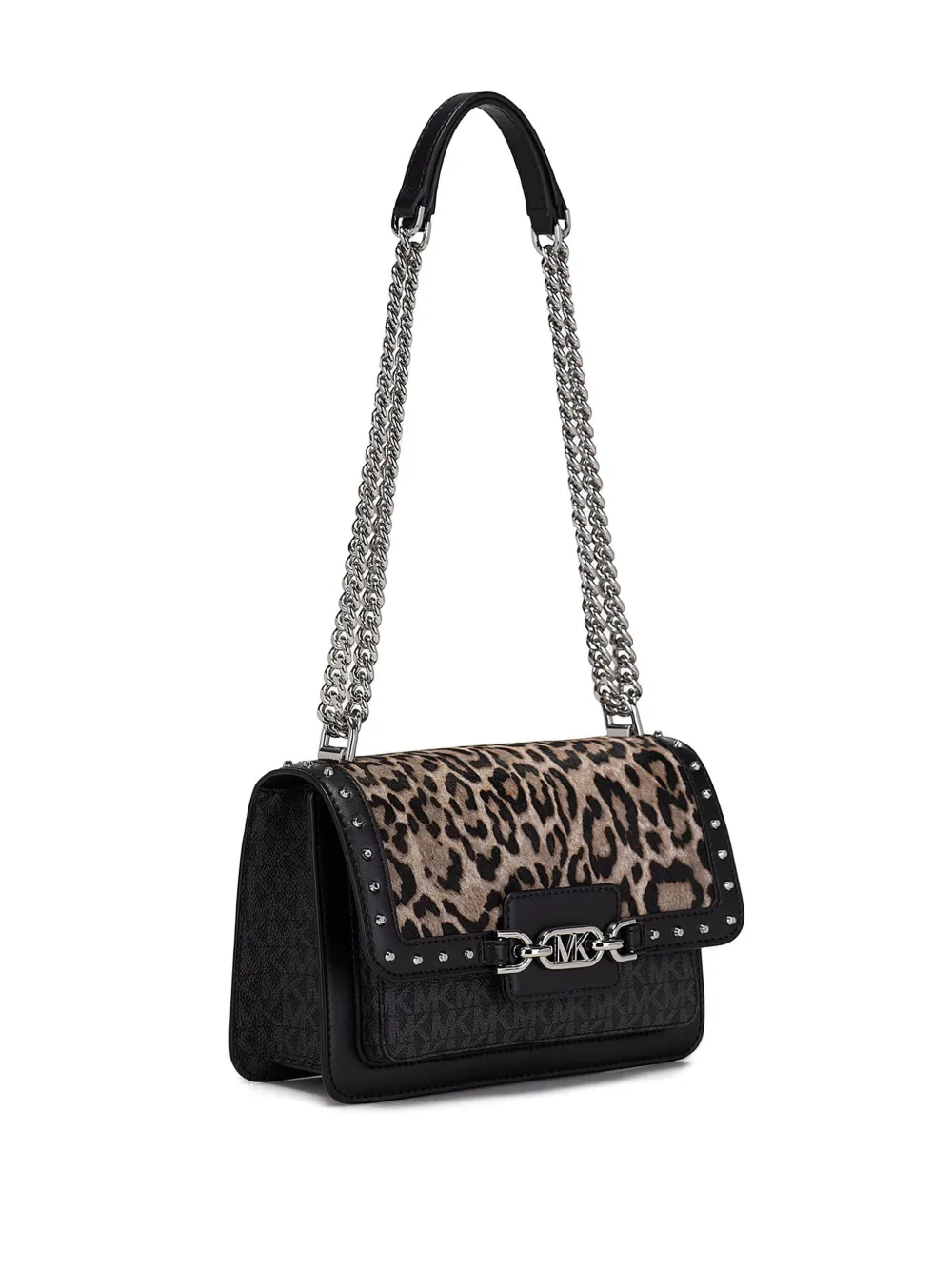 Michael Kors panelled leopard-print shoulder bag Zwart