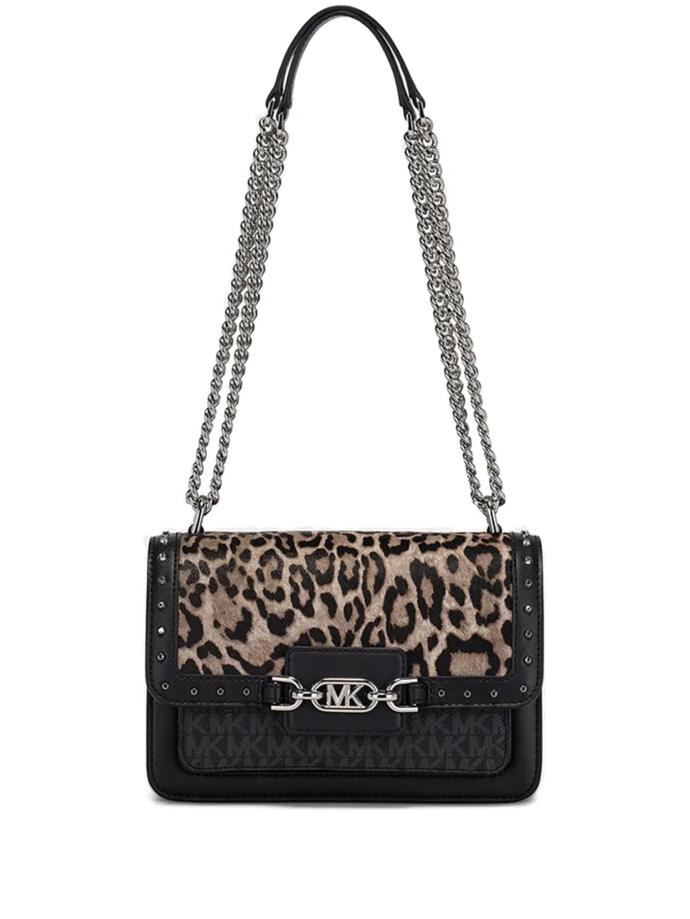 Michael Michael Kors panelled leopard-print shoulder bag - ブラック Michael Michael Kors panelled leopard-print shoulder bag - ブラック