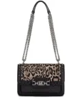 Michael Michael Kors panelled leopard-print shoulder bag - Black
