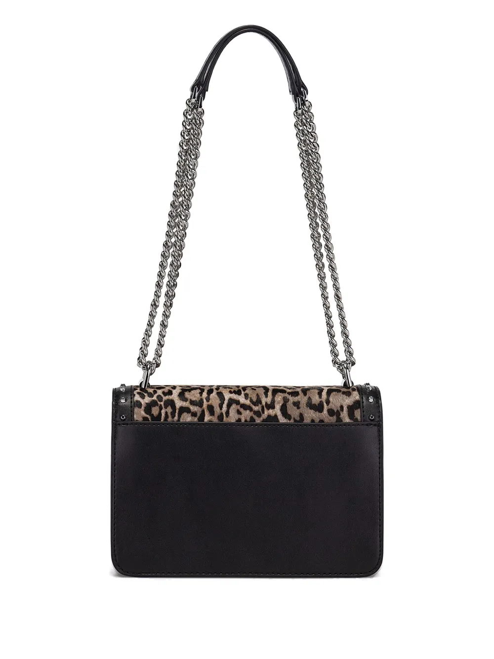Michael Kors panelled leopard-print shoulder bag Zwart