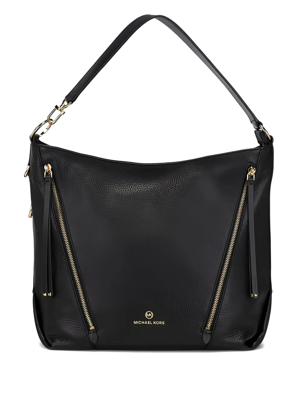 Michael Michael Kors Large Zip-detail Leather Shoulder Bag In Black