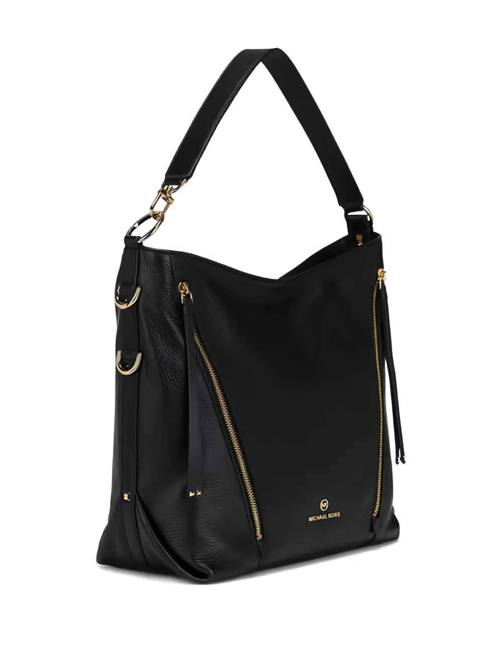 Michael Michael Kors Large Zip-detail Leather Shoulder Bag In Black